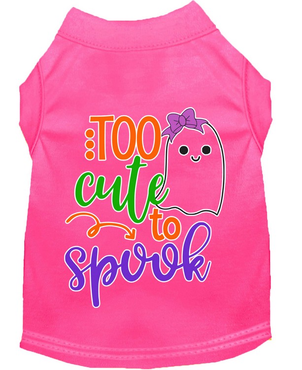 Too Cute to Spook-Girly Ghost Screen Print Dog Shirt Bright Pink XS